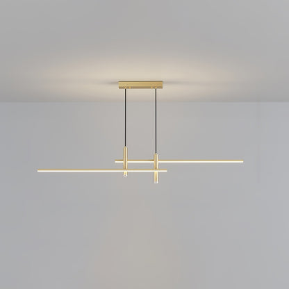 Suspension design Dimoree dorée minimaliste avec deux barres lumineuses LED réglables pour salon moderne