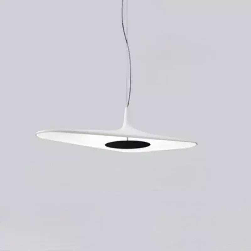 Suspension Dimoree minimaliste en forme de disque blanc avec centre noir pour un éclairage moderne et épuré