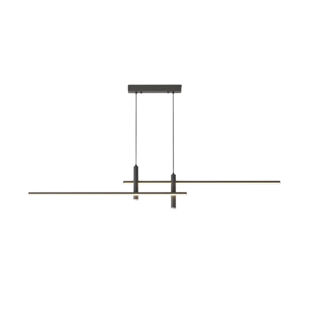 Suspension design minimaliste Dimoree en métal noir avec deux barres lumineuses LED réglables pour salon moderne
