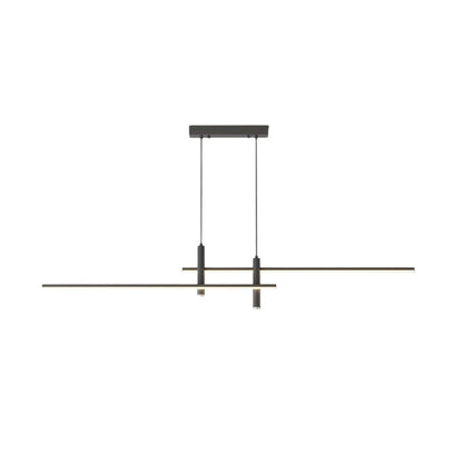 Suspension design minimaliste Dimoree en métal noir avec deux barres lumineuses LED réglables pour salon moderne