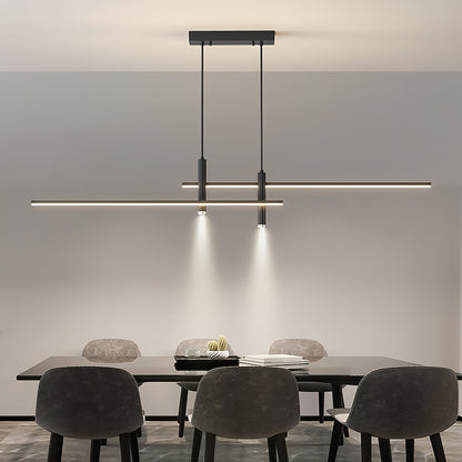 Suspension Dimoree au design minimaliste noir, luminaire linéaire moderne en métal pour salle à manger contemporaine
