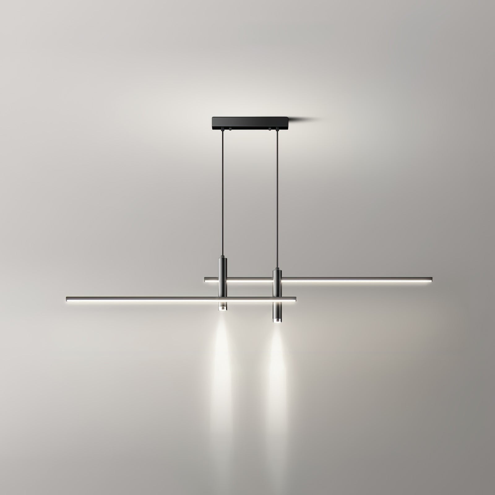 Suspension design minimaliste Dimoree en métal noir avec éclairage LED linéaire pour salon ou cuisine
