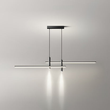 Suspension design minimaliste Dimoree en métal noir avec éclairage LED linéaire pour salon ou cuisine