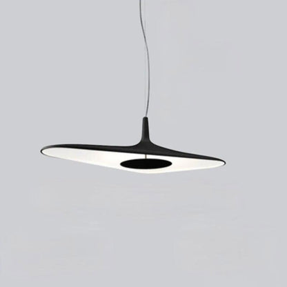 Suspension Dimoree design minimaliste noire en forme de disque organique pour un éclairage moderne de salle à manger