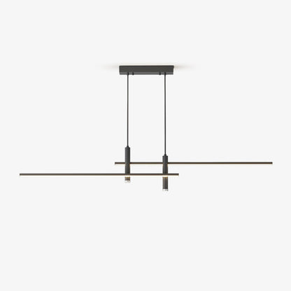 Suspension design minimaliste Dimoree en métal noir, luminaire linéaire moderne avec câbles réglables pour salon.