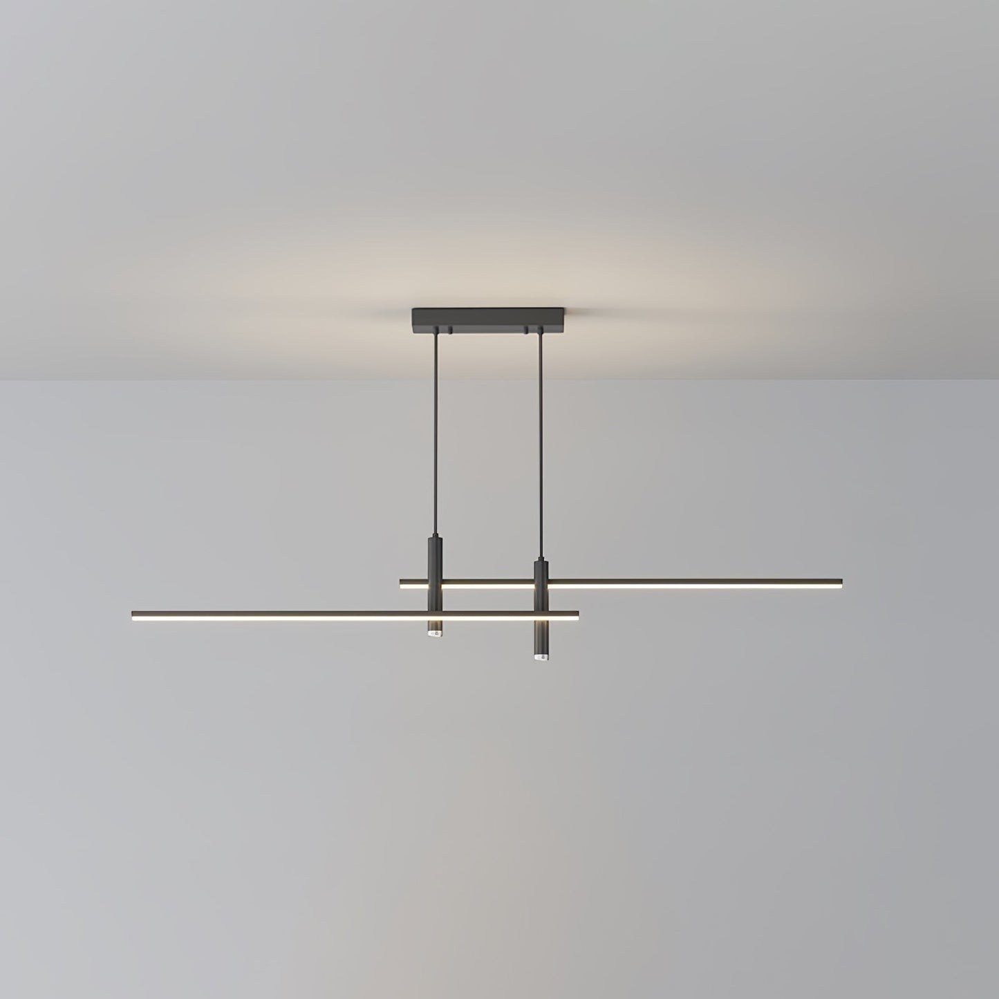 Suspension design minimaliste Dimoree en métal noir avec éclairage LED linéaire pour salon ou cuisine contemporaine