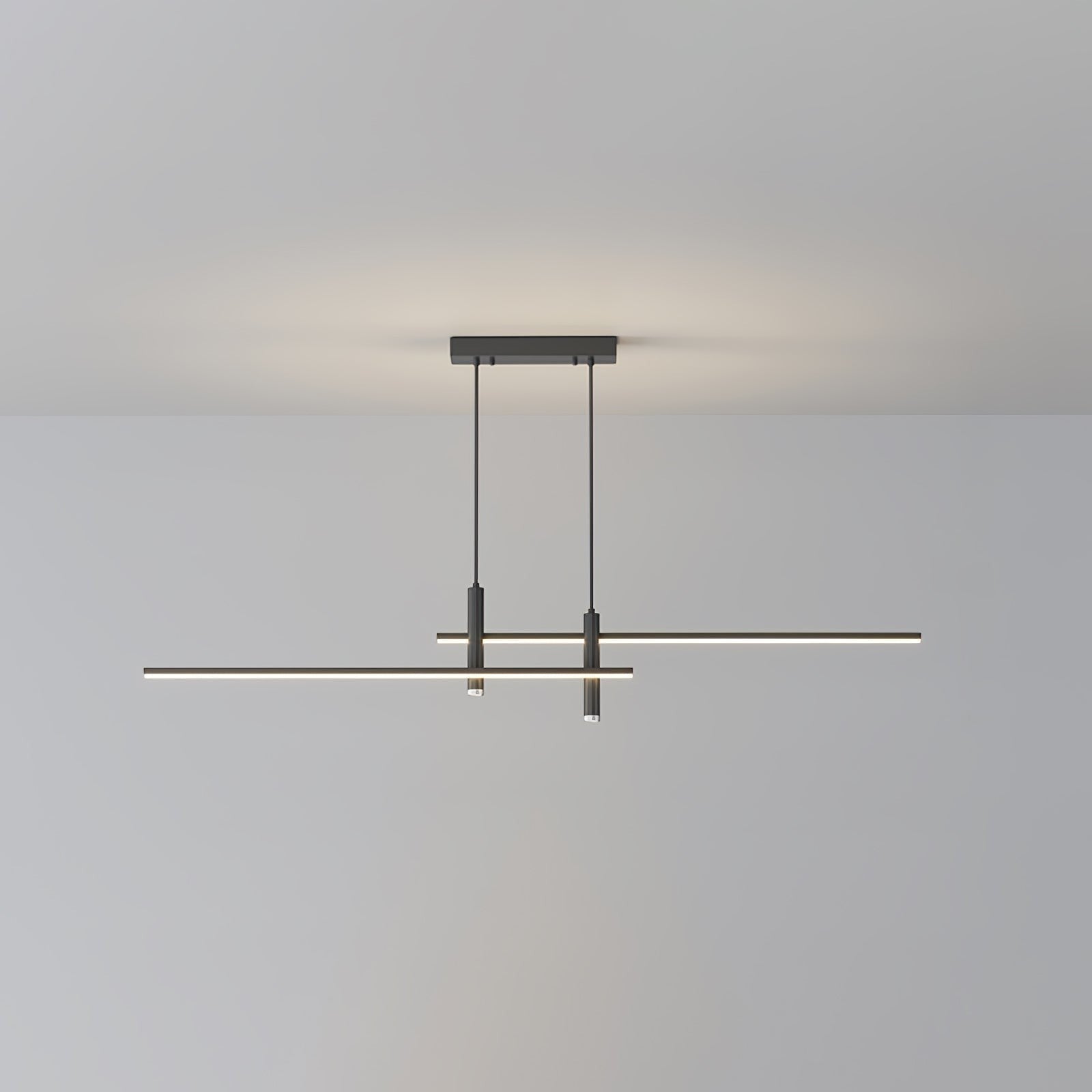 Suspension design minimaliste Dimoree en métal noir avec éclairage LED linéaire pour salon ou cuisine contemporaine