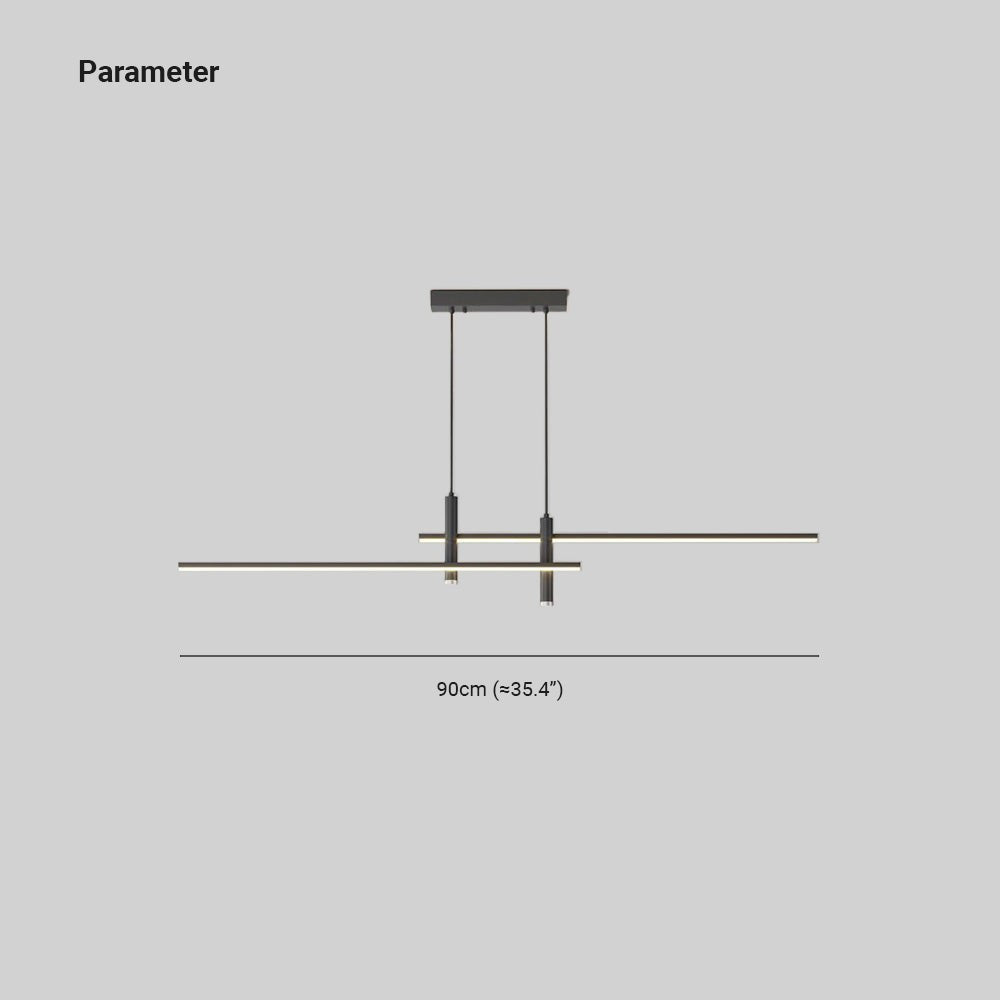Suspension design minimaliste Dimoree en métal noir, luminaire linéaire moderne avec éclairage LED intégré