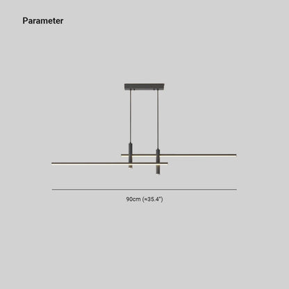 Suspension design minimaliste Dimoree en métal noir, luminaire linéaire moderne avec éclairage LED intégré