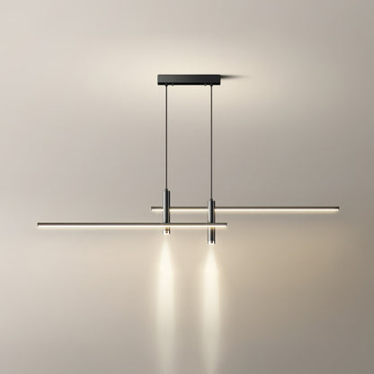 Suspension design minimaliste Dimoree en métal noir avec éclairage LED linéaire pour salon ou cuisine