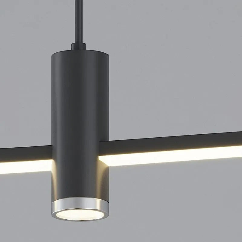 Suspension design minimaliste noire Dimoree en métal avec éclairage LED intégré pour salon ou cuisine moderne