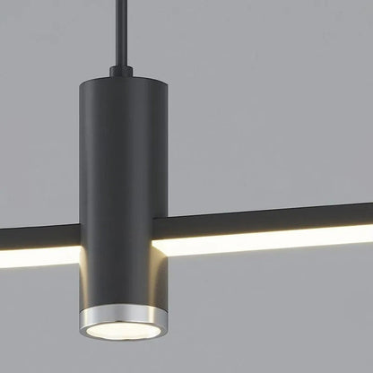 Suspension design minimaliste noire Dimoree en métal avec éclairage LED intégré pour salon ou cuisine moderne