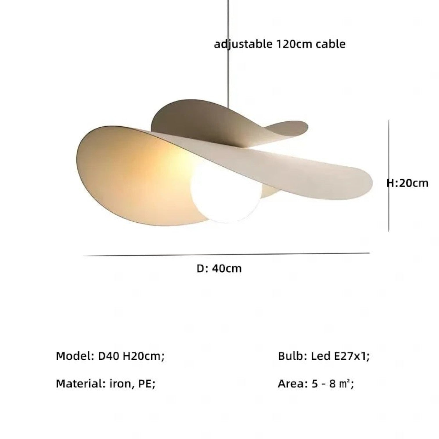 Suspension Dimoree en fer blanc au design nordique avec globe lumineux LED, style japonais moderne