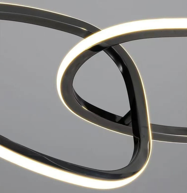 Suspension lumineuse Dimoree moderne en alliage noir avec éclairage LED intégré pour salle à manger
