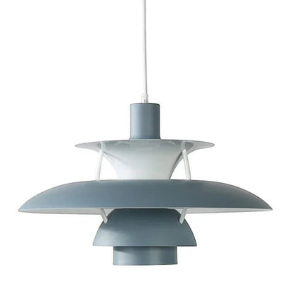 Suspension Dimoree Macaron en métal bleu gris au design moderne à plusieurs niveaux pour un éclairage élégant