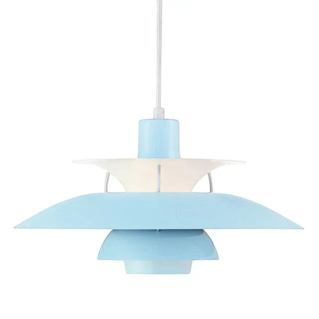 Suspension Dimoree Macaron bleu ciel en métal au design moderne avec abat-jour superposé pour éclairage intérieur