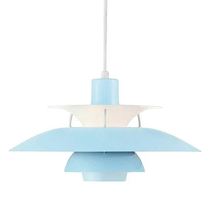 Suspension Dimoree Macaron bleu ciel en métal au design moderne avec abat-jour superposé pour éclairage intérieur