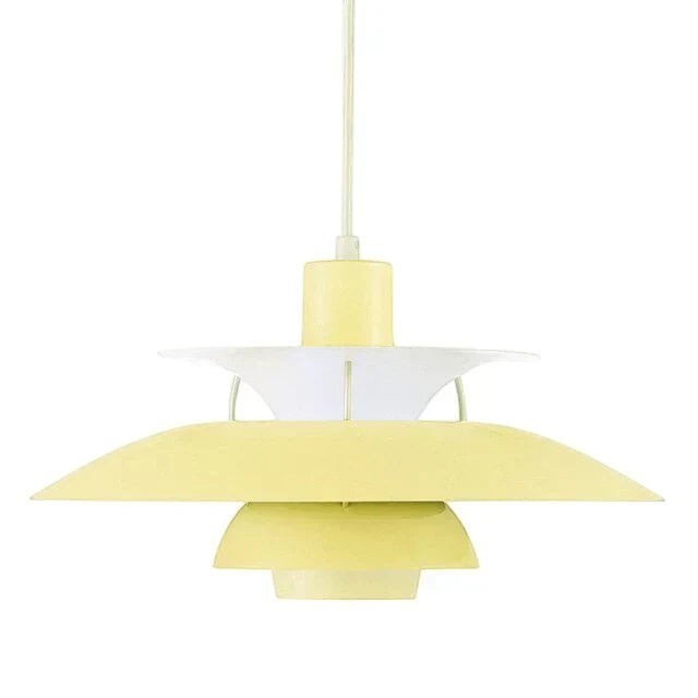 Suspension Dimoree Macaron jaune pastel en métal au design moderne à plusieurs niveaux pour un éclairage chaleureux