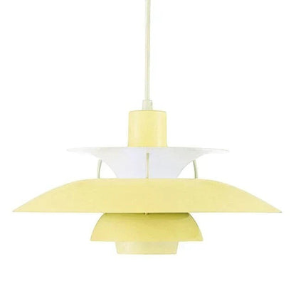 Suspension Dimoree Macaron jaune pastel en métal au design moderne à plusieurs niveaux pour un éclairage chaleureux