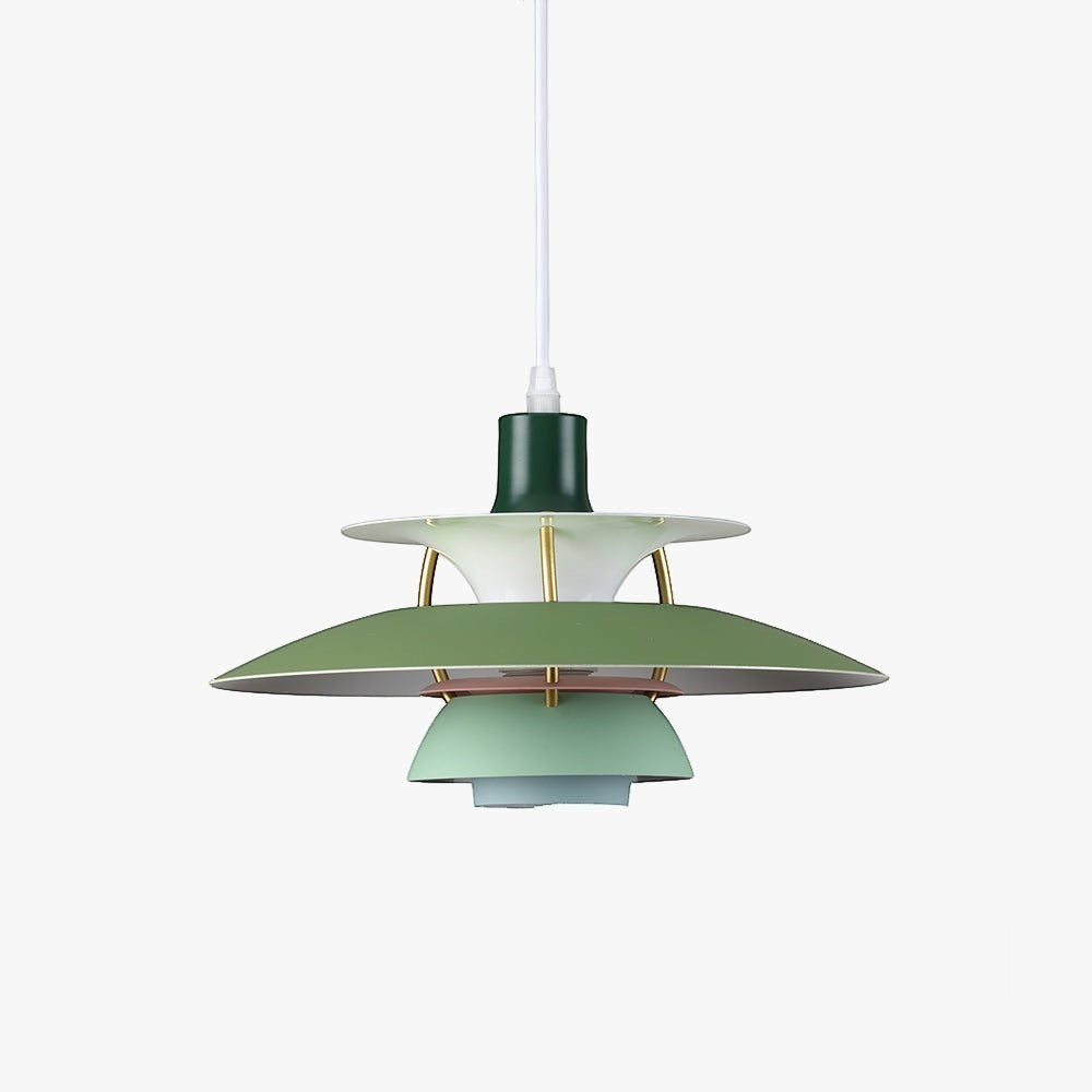 Suspension Dimoree Macaron en métal multicouche aux tons pastel vert et blanc au design moderne et élégant