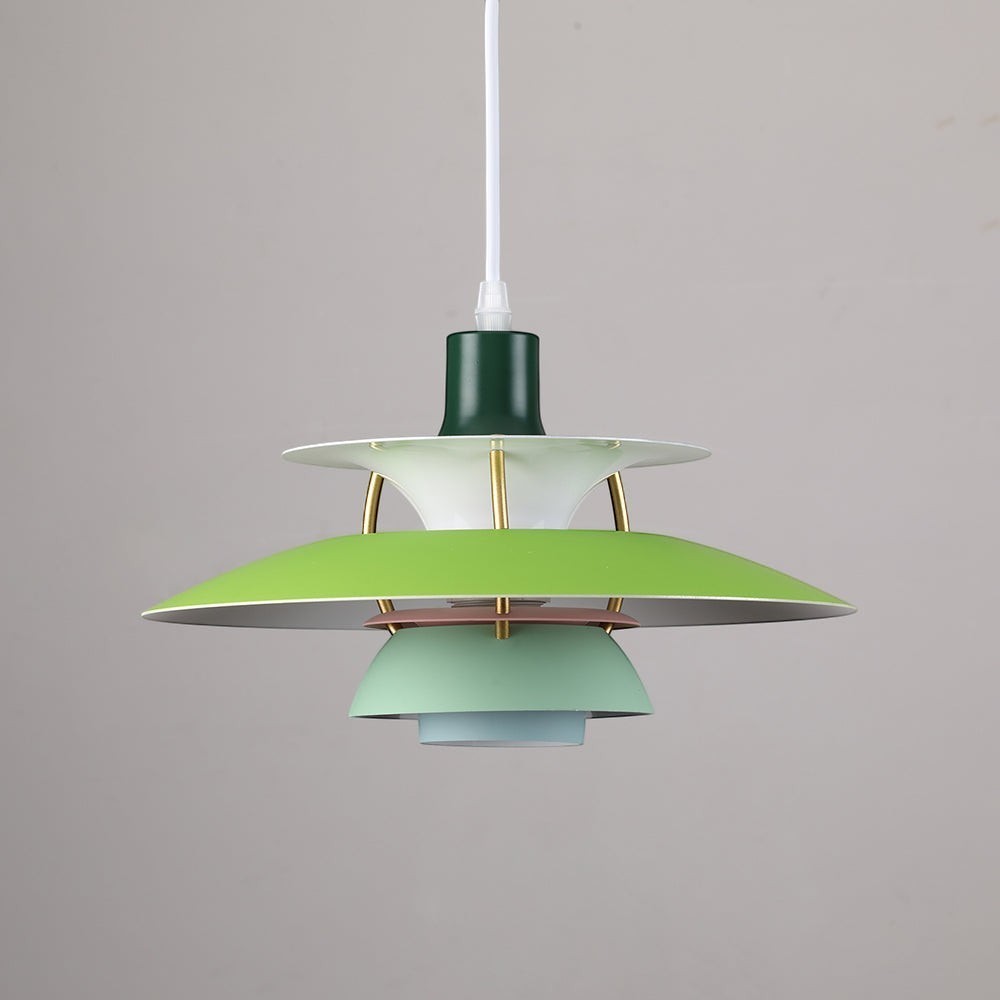 Suspension Dimoree Macaron en métal multicolore style moderne avec abat-jour superposé pour éclairage intérieur