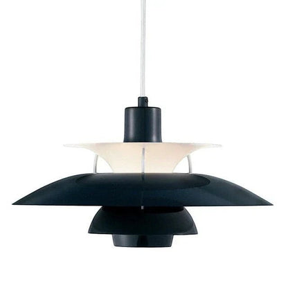 Suspension Dimoree Macaron noire au design moderne avec abat-jour en métal superposé pour un éclairage élégant