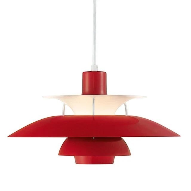 Suspension Dimoree Macaron rouge en métal au design moderne avec abat-jour superposé pour éclairage intérieur