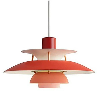 Suspension Dimoree Macaron en métal avec abat-jour superposé rouge et rose au design moderne