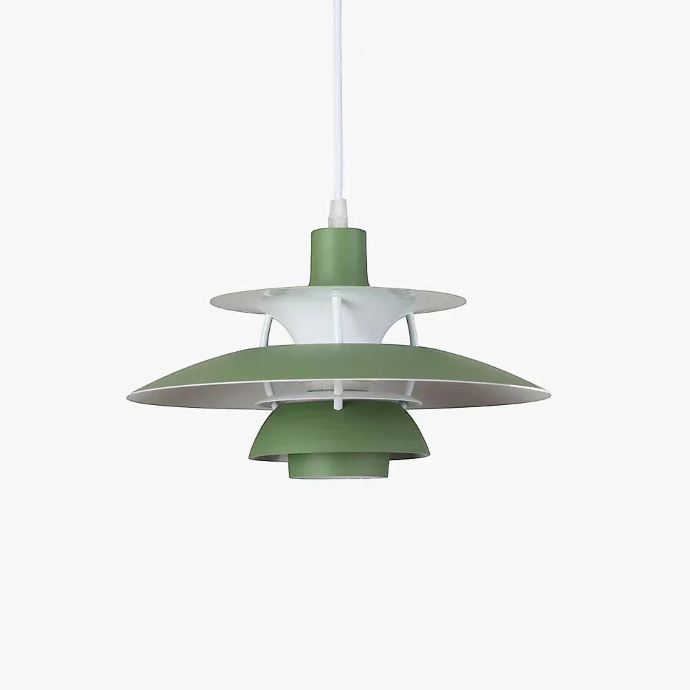 Suspension Dimoree Macaron vert sauge en métal avec design moderne à plusieurs niveaux pour éclairage intérieur