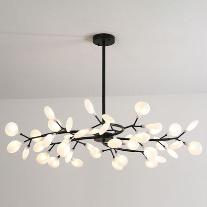 Suspension nordique Dimoree noire en forme de branche avec multiples ampoules sphériques lumineuses en verre