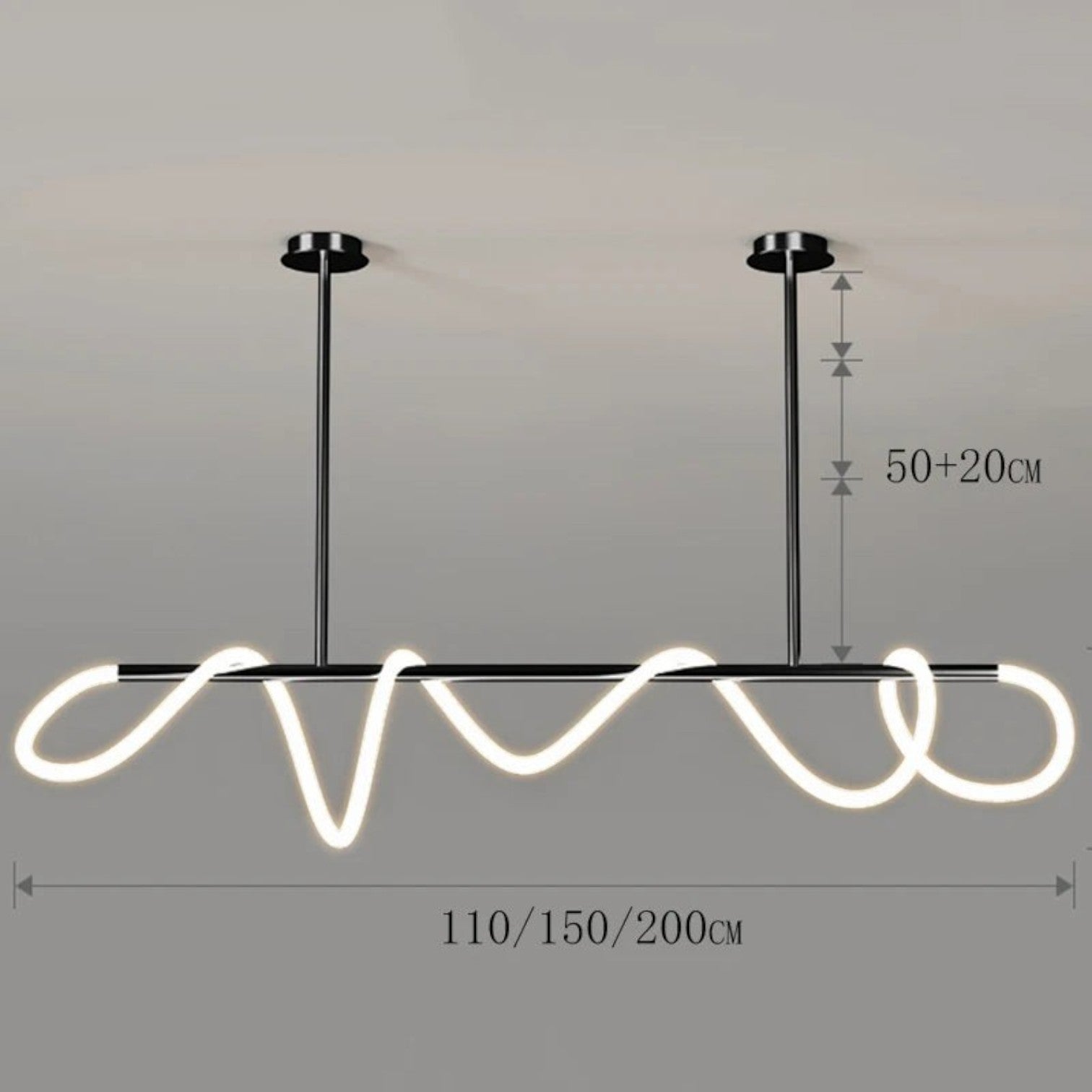 Suspension Dimoree au design nordique moderne avec structure noire et éclairage LED linéaire pour salle à manger