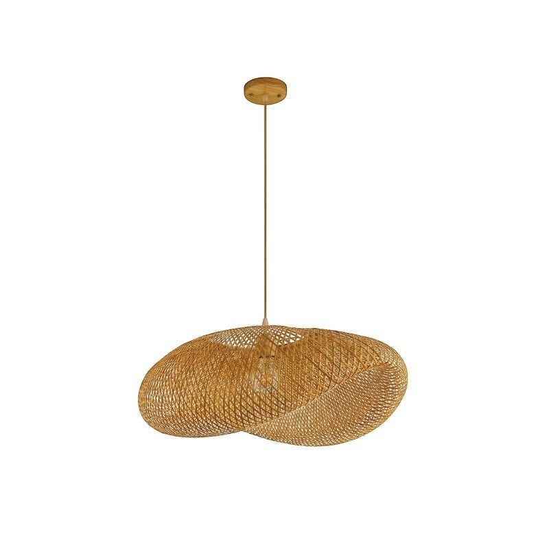 Suspension Dimoree en rotin naturel au design organique et tissage artisanal pour un éclairage bohème chaleureux