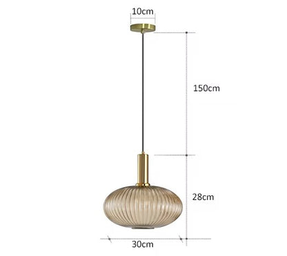 Suspension Dimoree moderne en verre nervuré fumé avec structure en métal doré brossé pour intérieur élégant