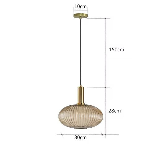 Suspension Dimoree moderne en verre nervuré fumé avec structure en métal doré brossé pour intérieur élégant