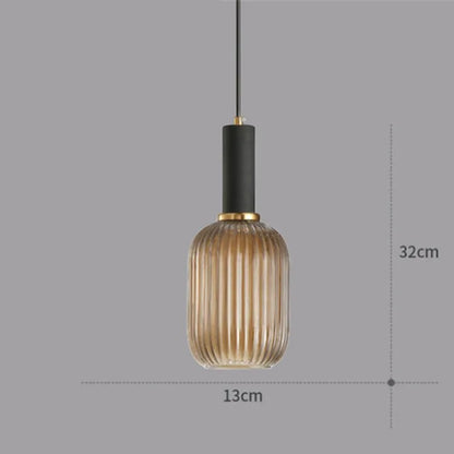 Suspension lumineuse Dimoree en verre nervuré fumé avec structure en métal noir et doré pour intérieur moderne