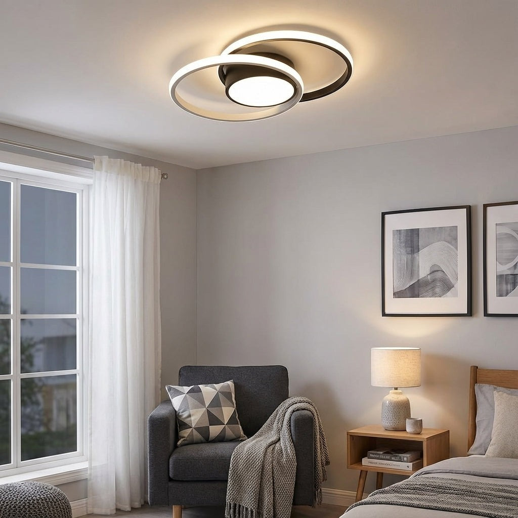 Plafonnier aluminium blanc chambre - vue 3