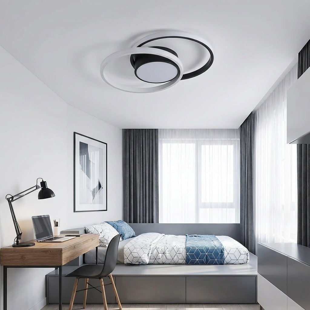 Plafonnier aluminium blanc chambre - vue 2