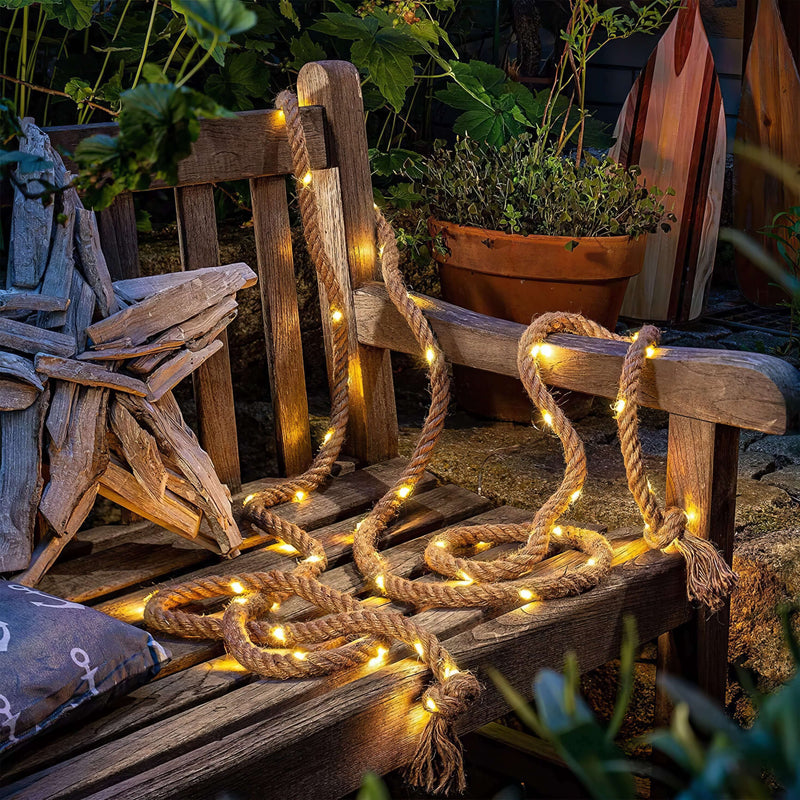 Guirlande Lumineuse en Corde de Chanvre Solaire – Enchantelle