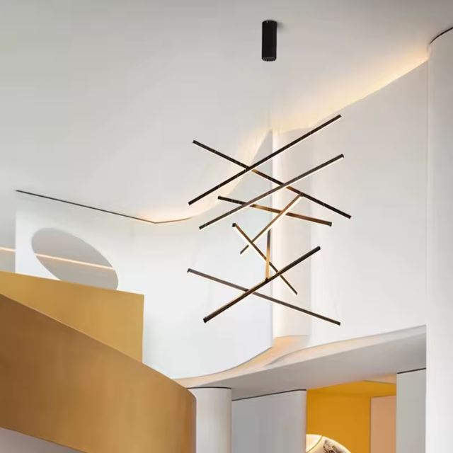 Grande Suspension Contemporaine Multilignes Led
