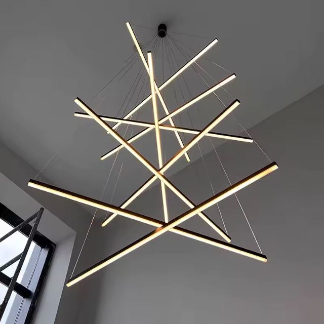 Grande Suspension Contemporaine Multilignes Led