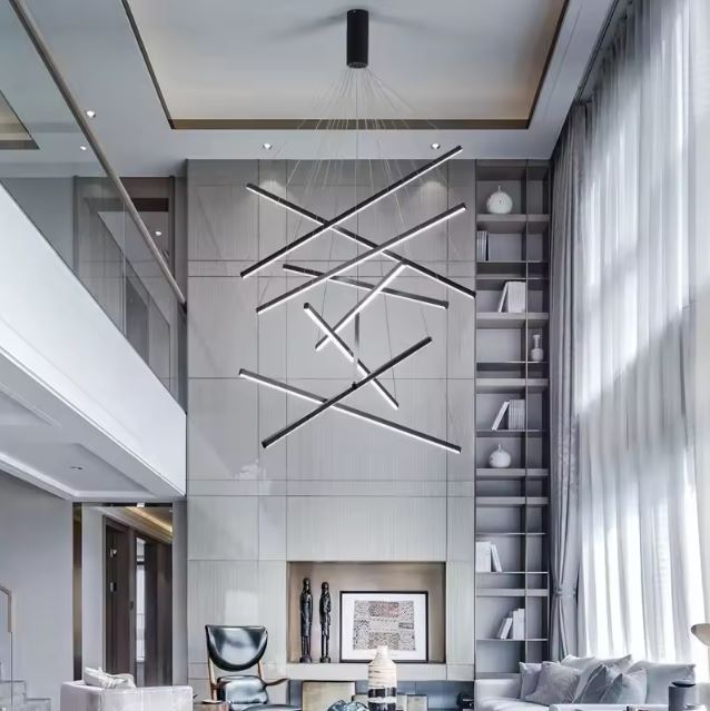 Grande Suspension Contemporaine Multilignes Led