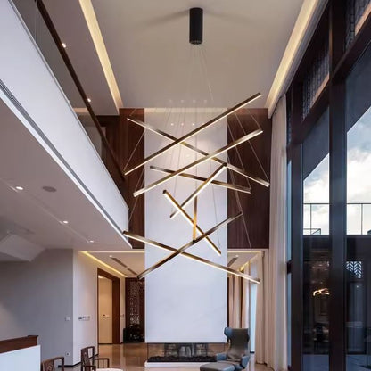 Grande Suspension Contemporaine Multilignes Led