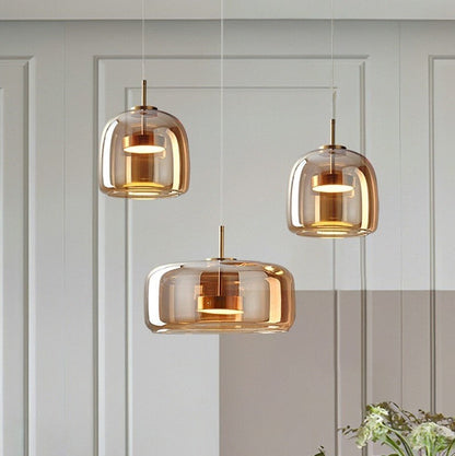 Suspension LED en verre teinté et fumé