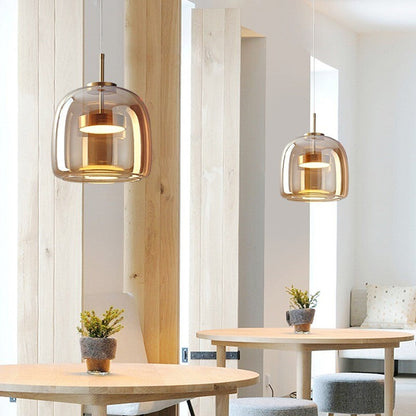 Suspension LED en verre teinté et fumé