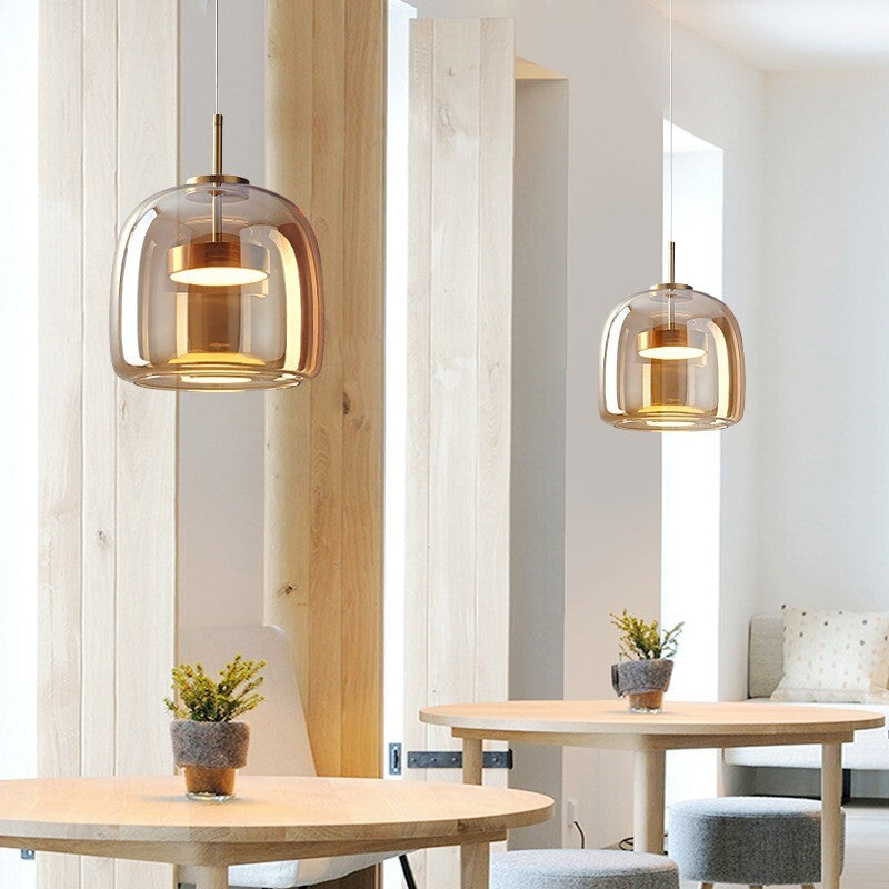 Suspension LED en verre teinté et fumé