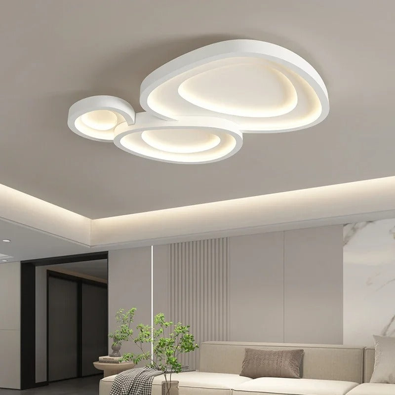 Bergen - Plafonnier design minimaliste blanc pour salon
