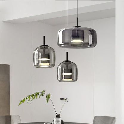 Suspension LED en verre teinté et fumé