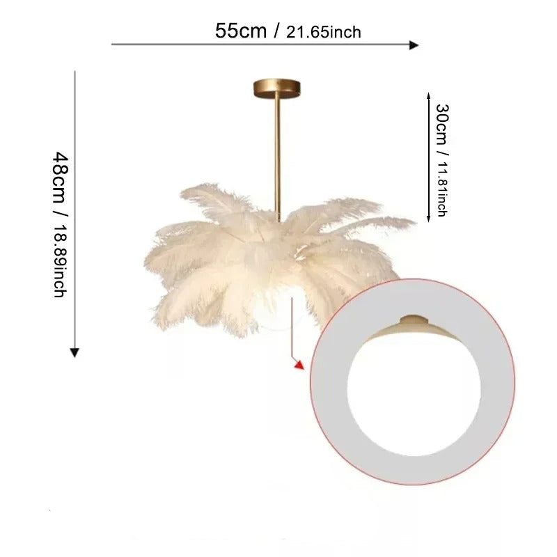 Lustre moderne en plumes pour salon et salle à manger